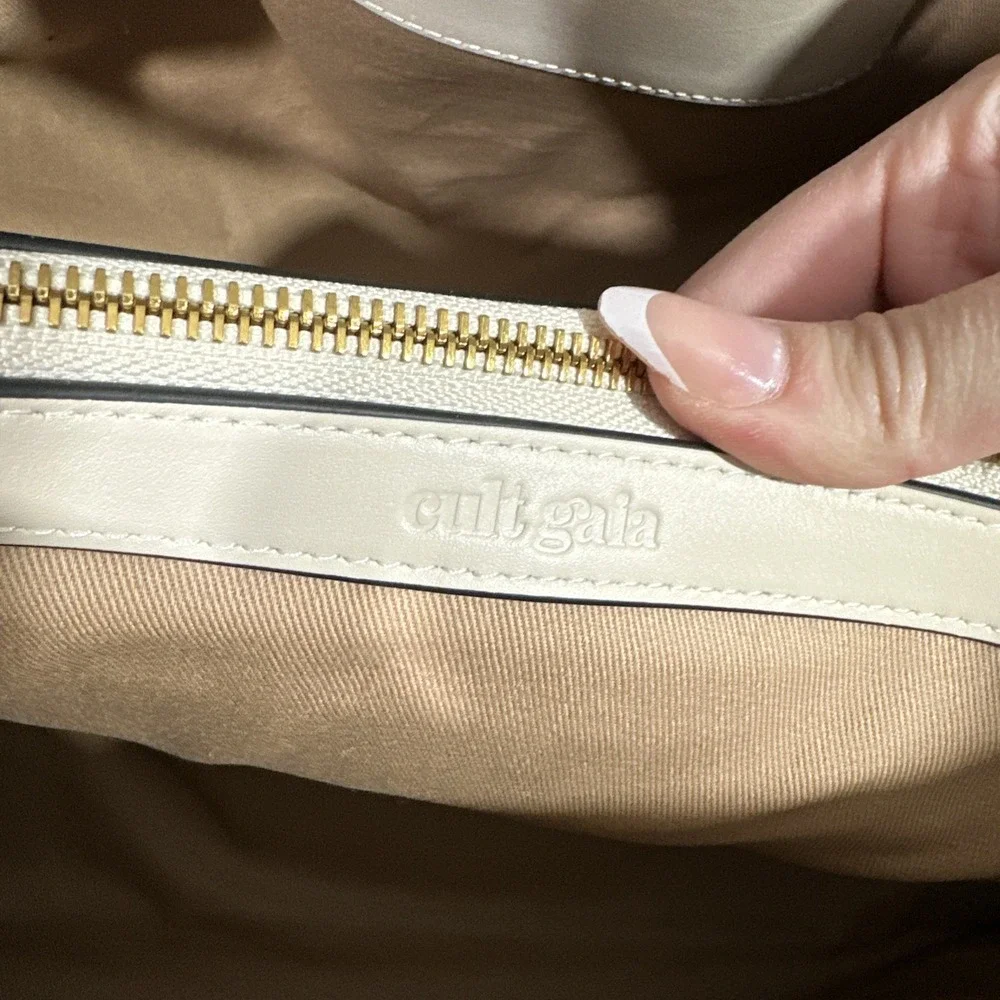 NWT $598 Cult Gaia‎ ASA Canvas & Leather Satchel Large Bag in Beach Nude